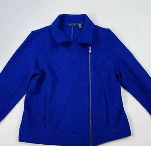 TAHARI - WOMEN'S MED - BLUE FULL ZIP WOOL BLEND JACKET - Picture 1 of 10