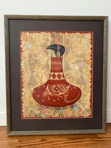 S. Begaye 26"x31" Navajo Hopi Mixed Media Pottery Painting on Sandstone Shards - Picture 1 of 6