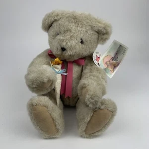 Vintage 1992 The Vermont Teddy Bear Co. 10" peluche rosso sciarpa fiori nuovo con etichette - Foto 1 di 19