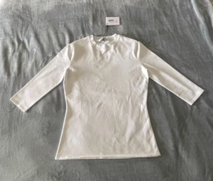 Womens Sweater Scanlan Theodore Elegant Angel Crew Neck White Italian Yarn - XS - Picture 1 of 10