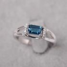 Solid 925 Sterling Silver Natural London Blue Topaz Ring /London Blue Topaz Ring