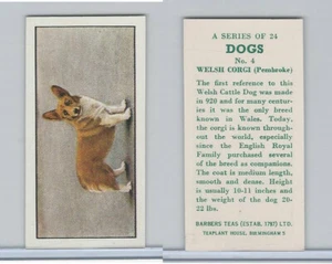 B0-0 Barbers Tea, Dogs, 1961, #4 Welsh Corgi, Pembroke - Picture 1 of 1
