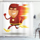 Superhero Shower Curtain Bolt Man with Lghts Print for Bathroom