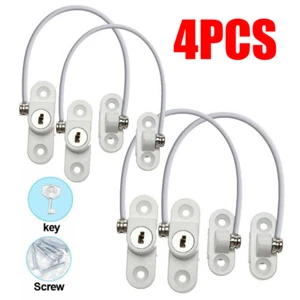 4Pcs Window Door Restrictor Safety Lock UPVC Child Baby Cable Security Locks - Picture 1 of 6