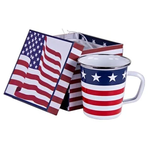 Golden Rabbit Enamelware 16 oz Latte Mug & Gift Box Stars & Stripes - Picture 1 of 2