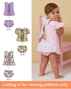 SEWING PATTERN Baby Clothes Clothing Girls - Dress Top Ruffle Diaper Cover 6884 - Picture 1 of 3