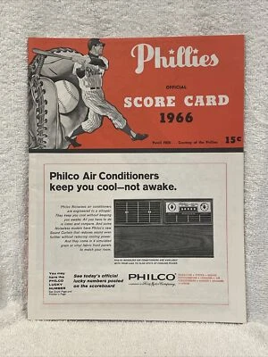 1966 Philadelphia Phillies vs. Chicago Cubs Prog. Leo Durocher/Lou Boudreau AUTO - Image 1 of 4