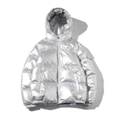 Men's Hooded Cotton Padded Jacket Bubble Puffer Winter Warm Outwear Bright Coat - Image 1 of 4