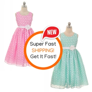 Floral Print Sleeveless Girl's Kids Party Dress Pink/Mint 4,6,8 NEW YEAR GIFT - Picture 1 of 4