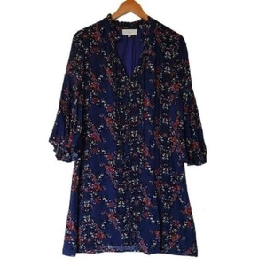 Evereve Braeve Kleid blau Blumen Glockenärmel S gefüttert Knopfleiste - Bild 1 von 10