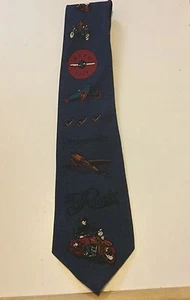 Rooster Collectibles Silk Necktie Vintage Motorcycles Planes Cars Transportation - Picture 1 of 4