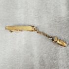 Vintage Hickok USA Gold Tone Tie Clip Bar Clasp with Button Chain