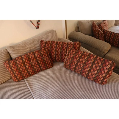 Vintage Geometric Accent Pillows Set 3 Mid Century Modern 22x11.5 Retro Unique - Image 1 of 4