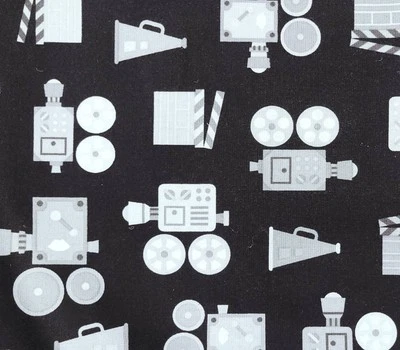 Let Me Entertain You кинопроектор черно-белая серая ткань Robert Kaufman BTY - Изображение 1 из 4