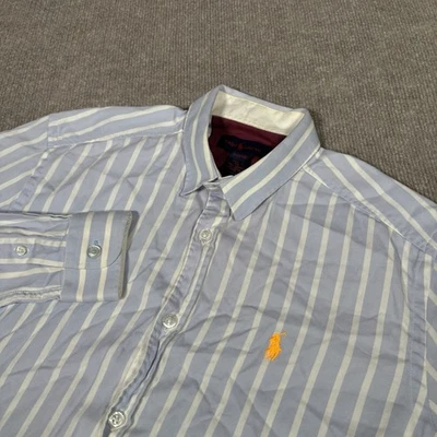 Vintage 90s Polo Ralph Lauren Shirt Youth S Blue Striped Button Up Made In USA - Image 1 of 4