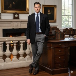 Oscar de la Renta Herren Blazer Sakko 44 R Schwarz Wolle Kaschmir Nylon Old Money - Bild 1 von 10