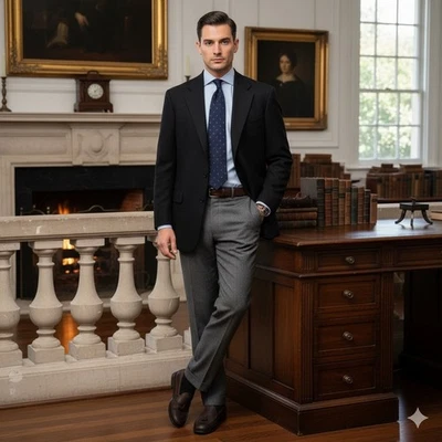 Oscar de la Renta Men's Blazer Jacket 44 R Black Wool Cashmere Nylon Old Money - Image 1 of 4