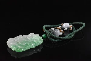 F7645: Japanese Stone jade/jewels Flower sculpture ORNAMENTS object art work - Picture 1 of 5