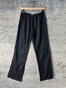 DONNI Pants Womens Small Black 100% Linen Wide Leg Pull On Elastic Waist USA - Picture 1 of 6