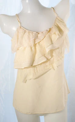 Forever New Mujer Encaje Volantes Seda Nylon Camisola Top Talla 10 No.033 Foto 1 de 4