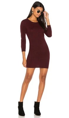 BB Dakota Burgundy Long Sleeve Ribbed Knit Marano Mini Dress Revolve - Image 1 of 4