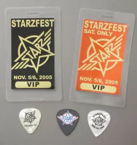 STARZ backstage passes laminated RARE StarzFest includes set of 3 guitar picks ! - Picture 1 of 2