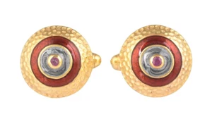 Ruby 14K Gold Plated Art Deco Enameled Cufflinks - Picture 1 of 3