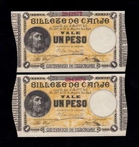 F.C. PUERTO RICO , PAREJA CORRELATIVA 1 PESO 1895 , S/C ( UNC ) , P.7b . - Bild 1 von 2