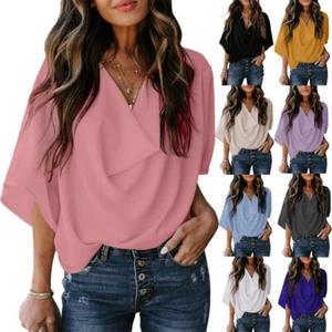 2025 Neu European and American Shirt Locker V-Ausschnitt Oberteil T-Shirt Damenbekleidung - Bild 1 von 31