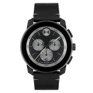 MOVADO BOLD TR90 3601092 BLACK DIAL BLACK LEATHER STRAPS 44MM CASE MENS WATCH - Picture 1 of 4