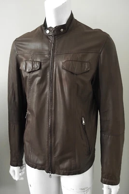BRUNELLO CUCINELLI brown leather jacket bomber biker Large - Image 1 of 4