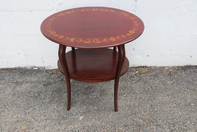 维多利亚式 19 世纪 90 年代镶嵌两层椭圆形边桌 5641 — 第 1/4 张图片