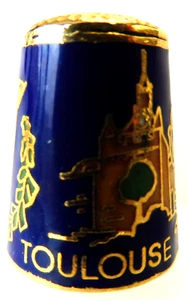 Dé à coudre de collection email Thimble - TOULOUSE BLASON FOND BLEU - Picture 1 of 3