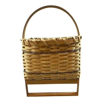 Vintage Mail Hanging Basket Wicker 90s Woven Cottagecore Key Hooks Handmade - Image 1 of 4