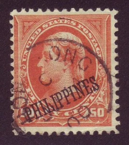 PHILIPPINES - 50c w OVERPRINT & HONG KONG / CHINA Cancel - RARE as SUCH !! - Picture 1 of 1