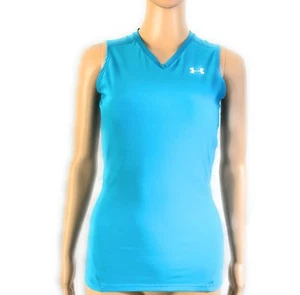 Canotta Under Armour donna Heat Gear taglia media scollo a V blu allenamento atletico - Foto 1 di 7