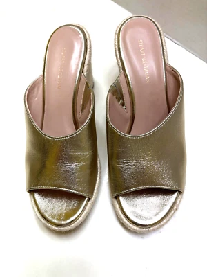Stuart Weitzman Ladies Gold Espadrille Wedge Size 6.5 - Image 1 of 4