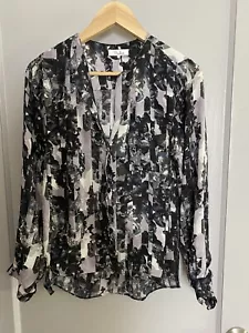 Parker Womens Silk Floral Print Long Sleeve Button Down Blouse Multicolor Sz S - Picture 1 of 5
