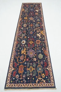 3 x 10 ft Navy Blue Bidjar Afghan Hand knotted Oriental Transitional Runner Rug - Picture 1 of 17