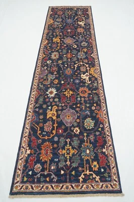 3 x 10 ft Navy Blue Bidjar Afghan Hand knotted Oriental Transitional Runner Rug - Image 1 of 4