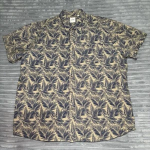 Camisa de vestir ROWM tostada y azul para hombre con patrón de hojas de palma talla-2xL nueva sin etiquetas - Imagen 1 de 14