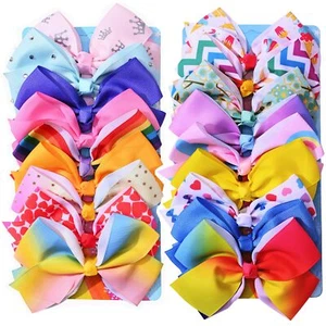 18PCS Rainbow 5" Hair Bows Grosgrain Ribbon Clips for Girls Toddlers Kids - Picture 1 of 7