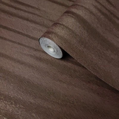 Wallpaper textured faux animal fur brown rust bronze Metallic Lines Wave stripes - Image 1 of 4