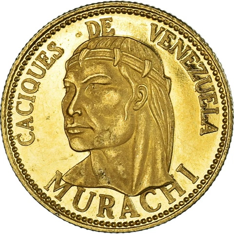 [#341575] Coin, Venezuela, Murachi, Caciques, Caracas, AU, G, old Cover