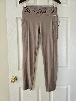 NWT $88 Catherine Malandrino Leggings Walnut with Black Floral Cutouts  Sz.M - Image 1 of 4