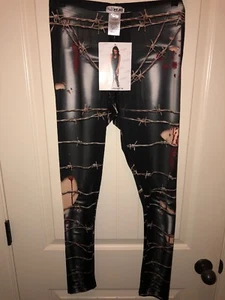 NWT Womens Faux Real Barbed Wire Leggings Size Medium - Picture 1 of 3