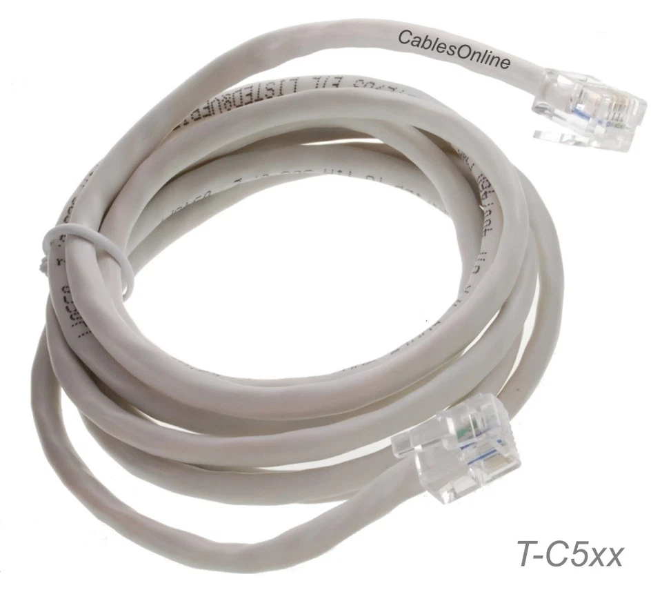 4C Round RJ11 6P4C 24AWG Cat5e Twisted Pair Solid Copper Crossed Telephone Cable - Image 1 of 1