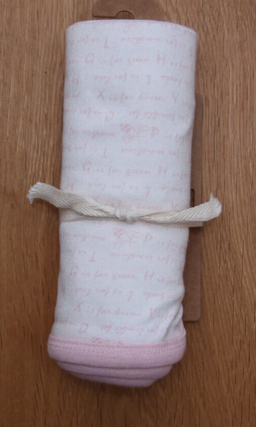 Burt's Bees Baby Swaddle Blanket ~ White & Pink ~ Organic Cotton - Image 1 of 2