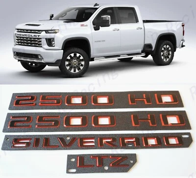 Portas vermelhas pretas 2500HD traseiras Silverado LTZ emblemas 2019+ Silverado 2500 HD - Imagem 1 de 4