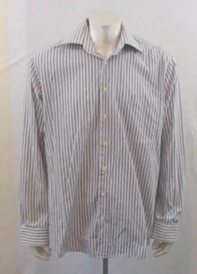 Pierre Cardin Gray White Striped L/S Cotton Men's Button Front Shirt Size LT - Picture 1 of 5